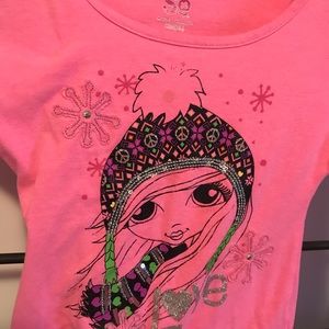 girls pink long sleeve sparkly blouse